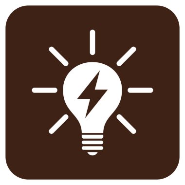 Elektrik ışık ampul düz kare vektör simgesi