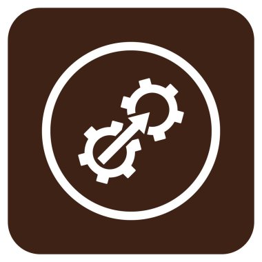 Dişli Tümleştirme düz kare vektör simgesi