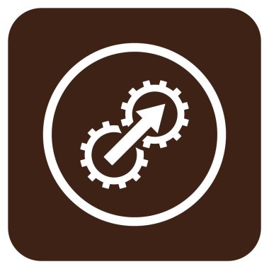 Dişli Tümleştirme düz kare vektör simgesi