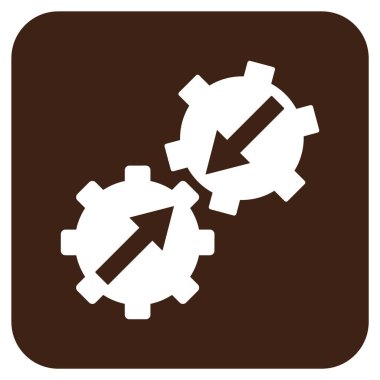 Dişli Tümleştirme düz kare vektör simgesi