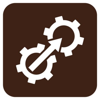 Dişli Tümleştirme düz kare vektör simgesi