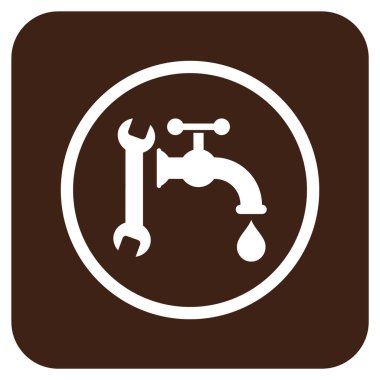 Sıhhi tesisat düz kare vektör simgesi