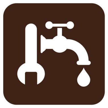 Sıhhi tesisat düz kare vektör simgesi