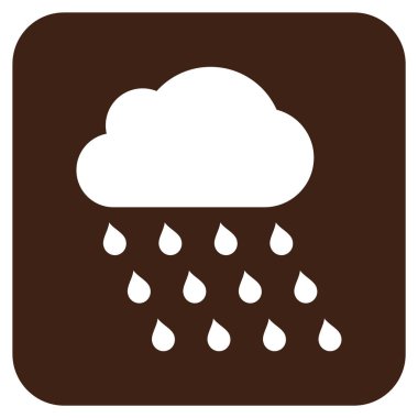 Yağmur bulutu düz kare vektör simgesi