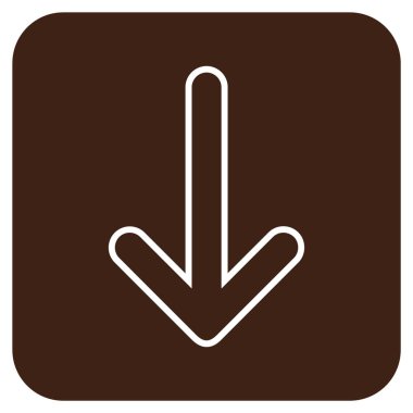 Düz aşağı yönlü ok vektör simgesi kare