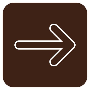 Yuvarlak ok sağ düz vektör simgesi kare