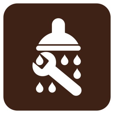 Duş sıhhi tesisat düz kare vektör simgesi