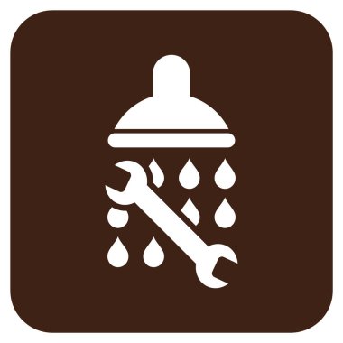 Duş sıhhi tesisat düz kare vektör simgesi