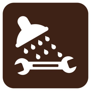 Duş sıhhi tesisat düz kare vektör simgesi