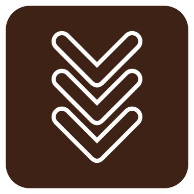 İşaretçi aşağı düz kare vektör simge üçlü