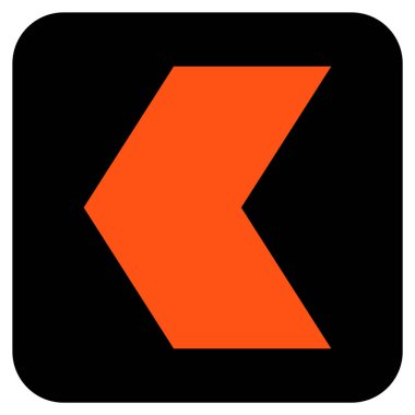 Düz sol yön vektör simgesi kare