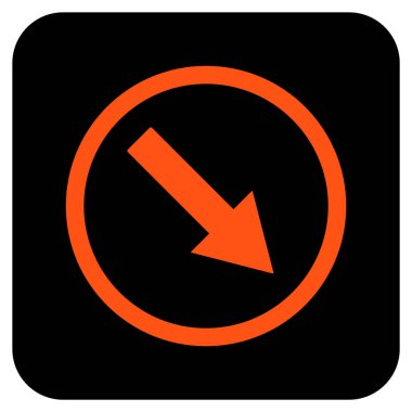 Aşağı doğru yuvarlak ok düz kare vektör simgesi