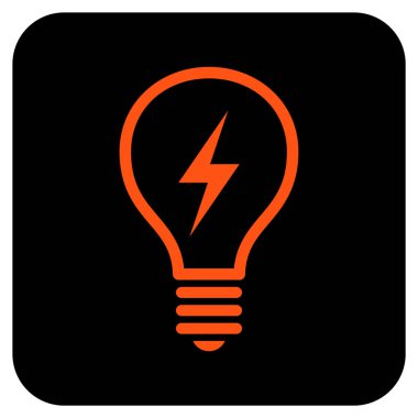 Elektrikli ampul düz kare vektör simgesi