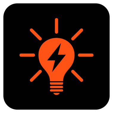 Elektrik ışık ampul düz kare vektör simgesi