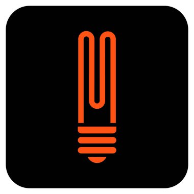 Floresan ampul düz kare vektör simgesi