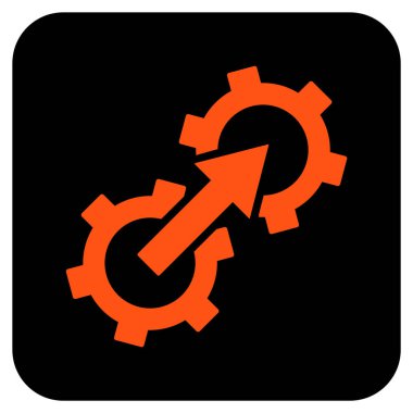 Dişli Tümleştirme düz kare vektör simgesi