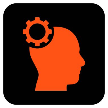 Akıl vites düz kare vektör simgesi