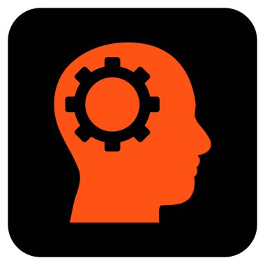 Akıl vites düz kare vektör simgesi