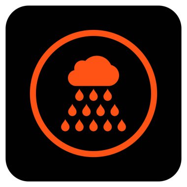 Yağmur bulutu düz kare vektör simgesi