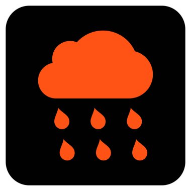 Yağmur bulutu düz kare vektör simgesi