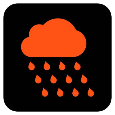 Yağmur bulutu düz kare vektör simgesi