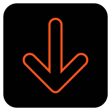 Düz aşağı yönlü ok vektör simgesi kare