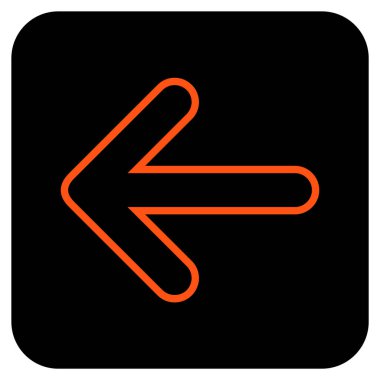 Ok sol düz kare vektör simgesi yuvarlak