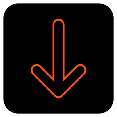 Düz aşağı yönlü ok vektör simgesi kare