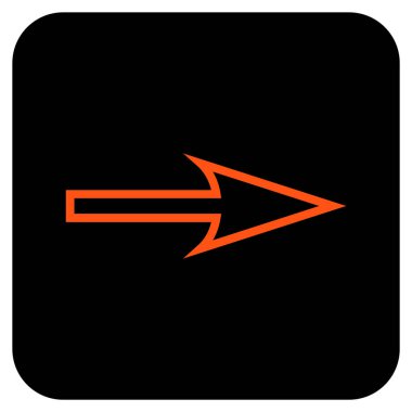 Keskin ok sağ düz vektör simgesi kare