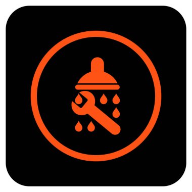 Duş sıhhi tesisat düz kare vektör simgesi