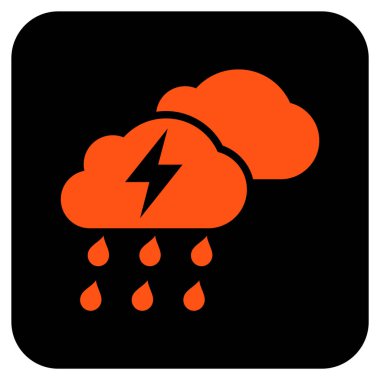 Fırtına bulutları düz kare vektör simgesi