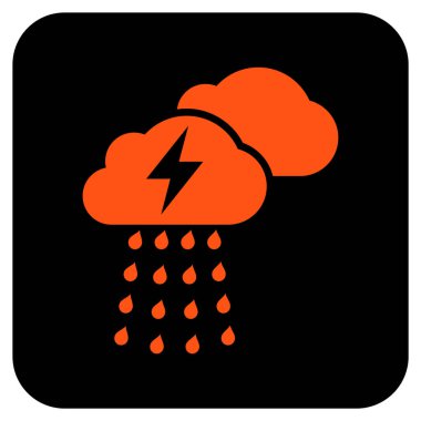 Fırtına bulutları düz kare vektör simgesi