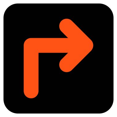 Vektör simge düz kare sağa dönün