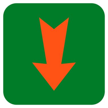 Düz aşağı ok vektör simgesi kare