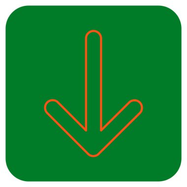 Düz aşağı ok vektör simgesi kare