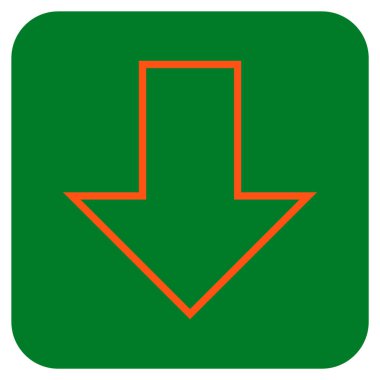 Düz aşağı ok vektör simgesi kare