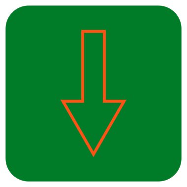 Düz aşağı ok vektör simgesi kare