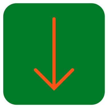 Düz aşağı ok vektör simgesi kare