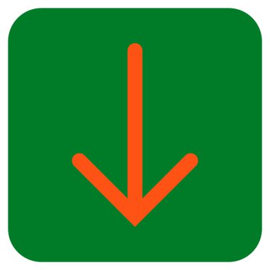 Düz aşağı ok vektör simgesi kare