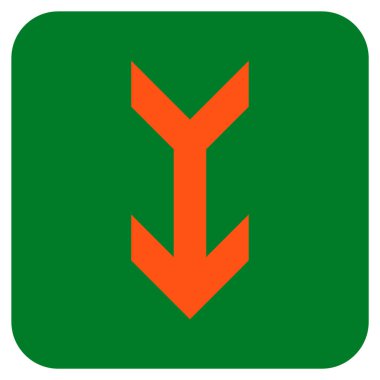 Düz aşağı ok vektör simgesi kare