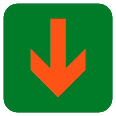 Düz aşağı ok vektör simgesi kare