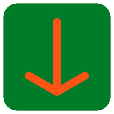 Düz aşağı ok vektör simgesi kare