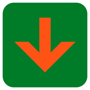 Düz aşağı ok vektör simgesi kare