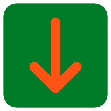 Düz aşağı ok vektör simgesi kare