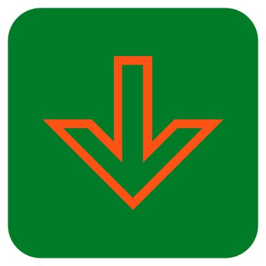 Düz aşağı ok vektör simgesi kare