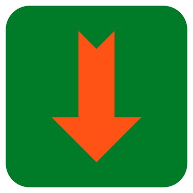 Düz aşağı ok vektör simgesi kare