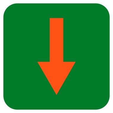 Düz aşağı ok vektör simgesi kare