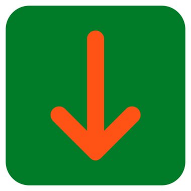 Düz aşağı ok vektör simgesi kare