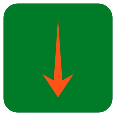 Düz aşağı ok vektör simgesi kare