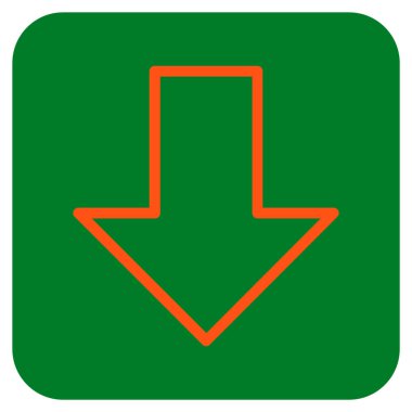 Düz aşağı ok vektör simgesi kare